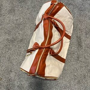 Stylish Tan and White  Duffle Bag